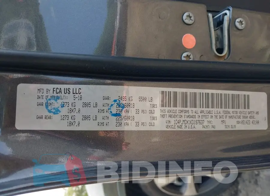 1C4PJMDX1KD197637 Photo# 9