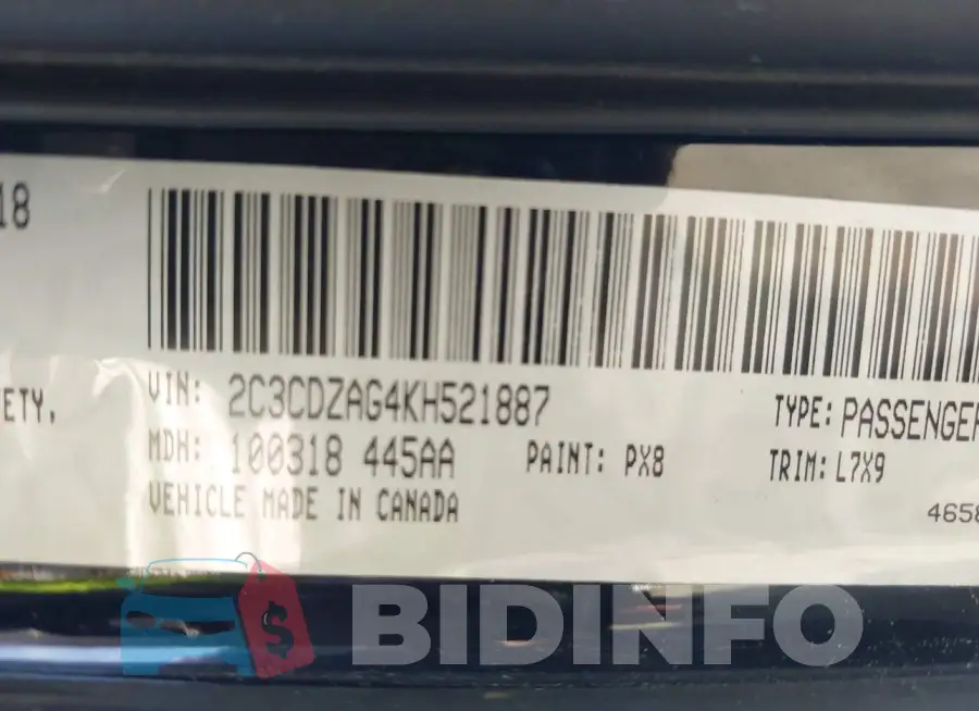 2C3CDZAG4KH521887 Photo# 9