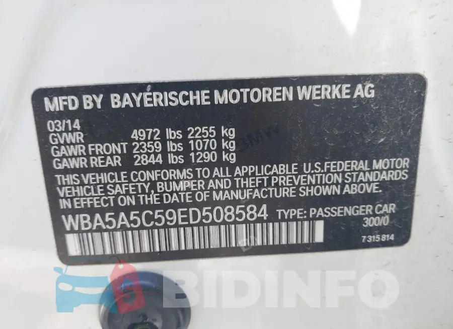 WBA5A5C59ED508584 Photo# 9