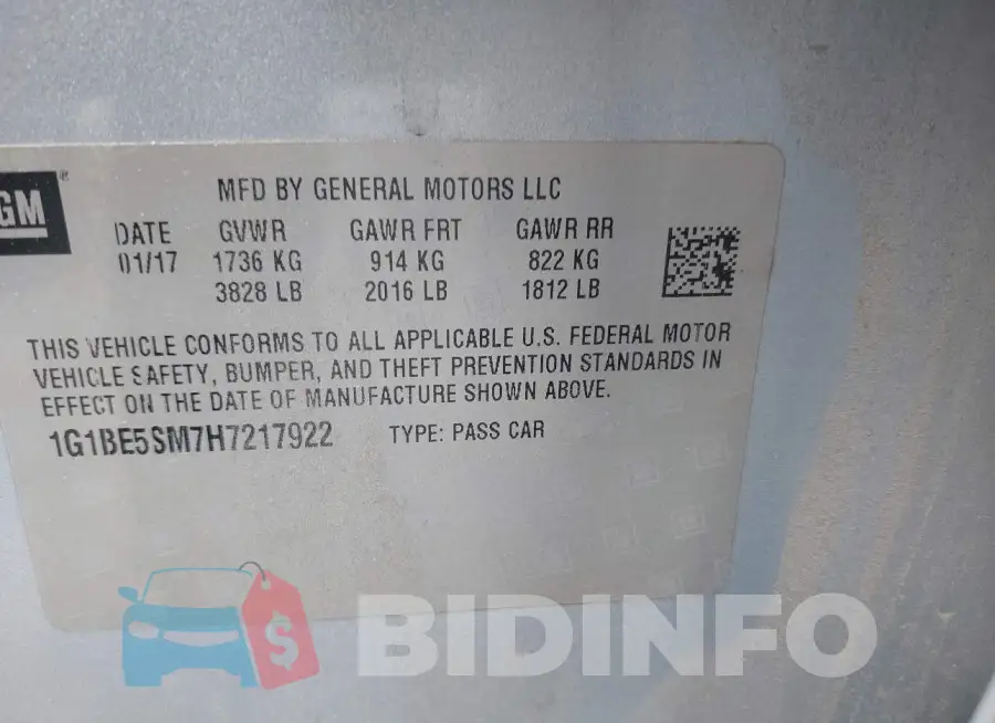 1G1BE5SM7H7217922 Photo# 9