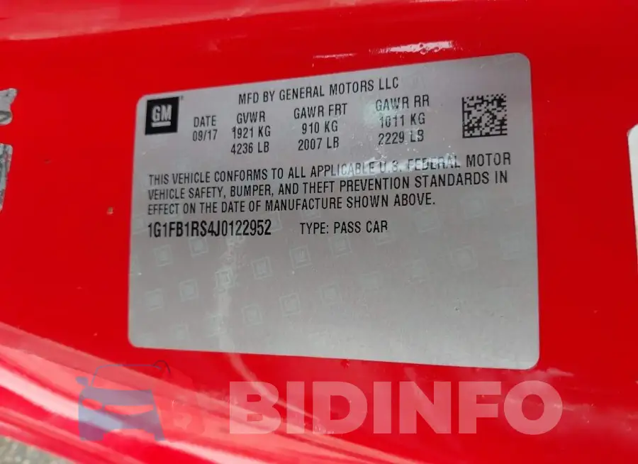 1G1FB1RS4J0122952 Photo# 9