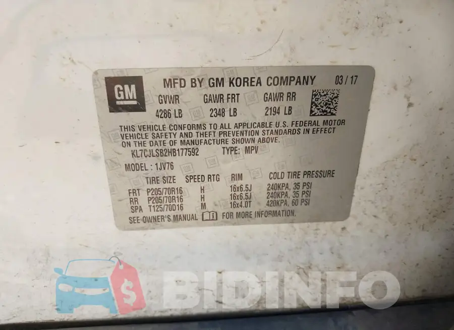 KL7CJLSB2HB177592 Photo# 9