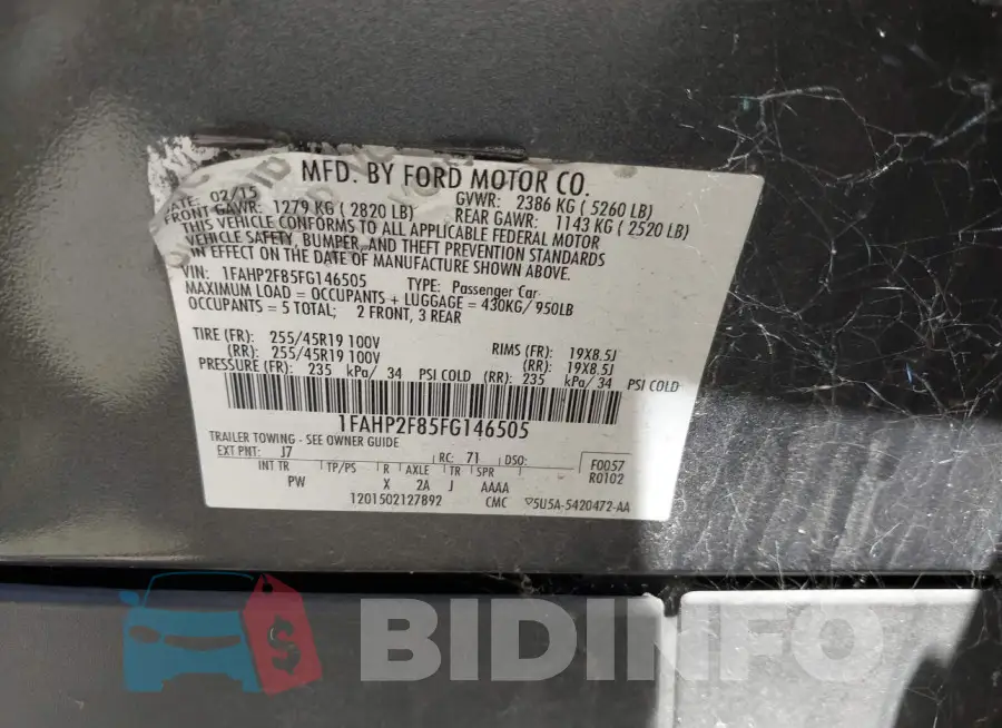 1FAHP2F85FG146505 Photo# 9
