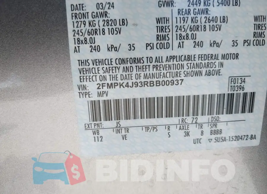 2FMPK4J93RBB00937 Photo# 9