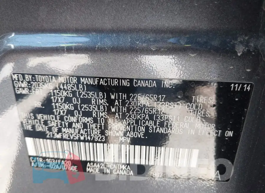 2T3WFREV5FW147923 Photo# 9