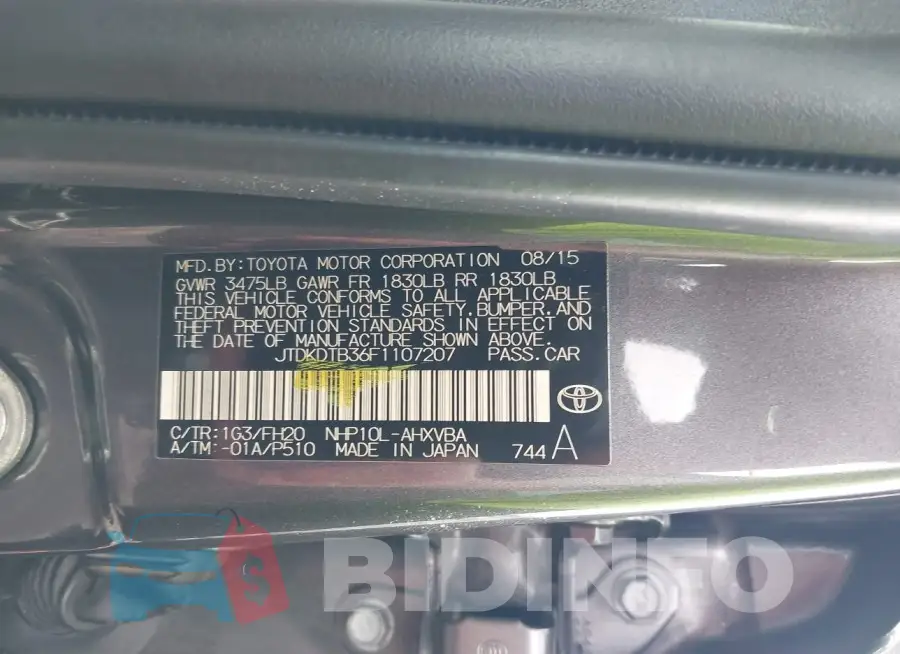 JTDKDTB36F1107207 Photo# 9