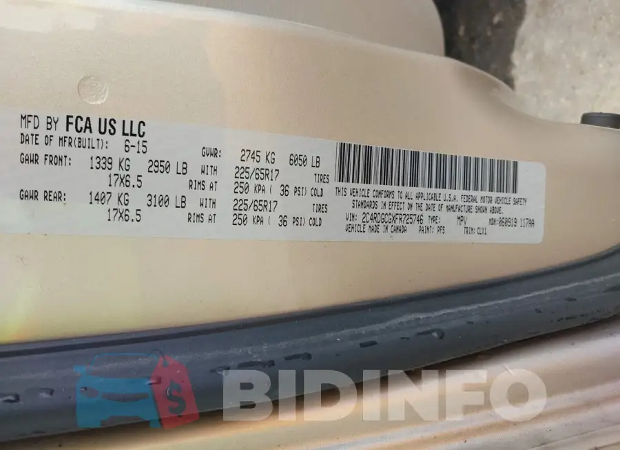 2C4RDGCGXFR725746 Photo# 9
