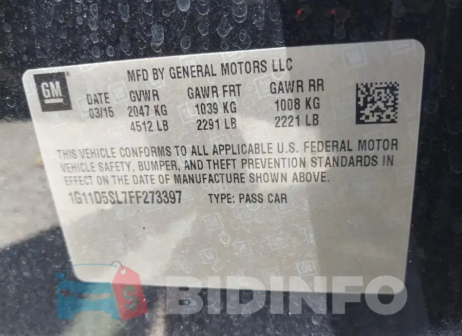 1G11D5SL7FF273397 Photo# 9