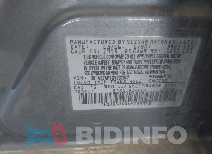 3N1AB7AP4GY282942 Photo# 9
