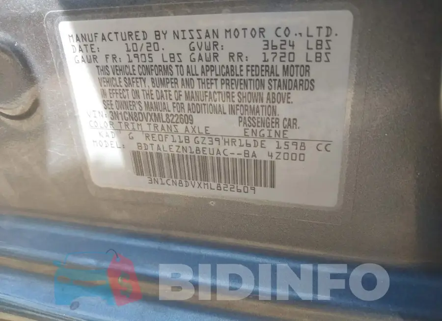 3N1CN8DVXML822609 Photo# 9