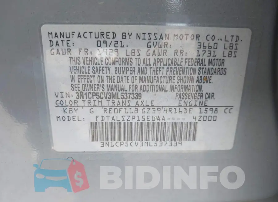 3N1CP5CV3ML537339 Photo# 9