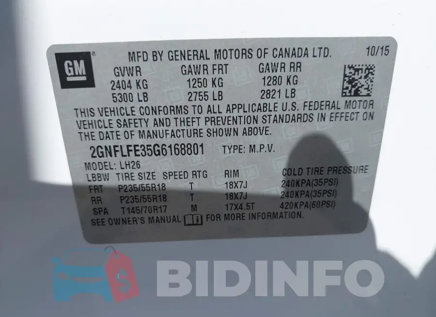 2GNFLFE35G6168801 Photo# 9