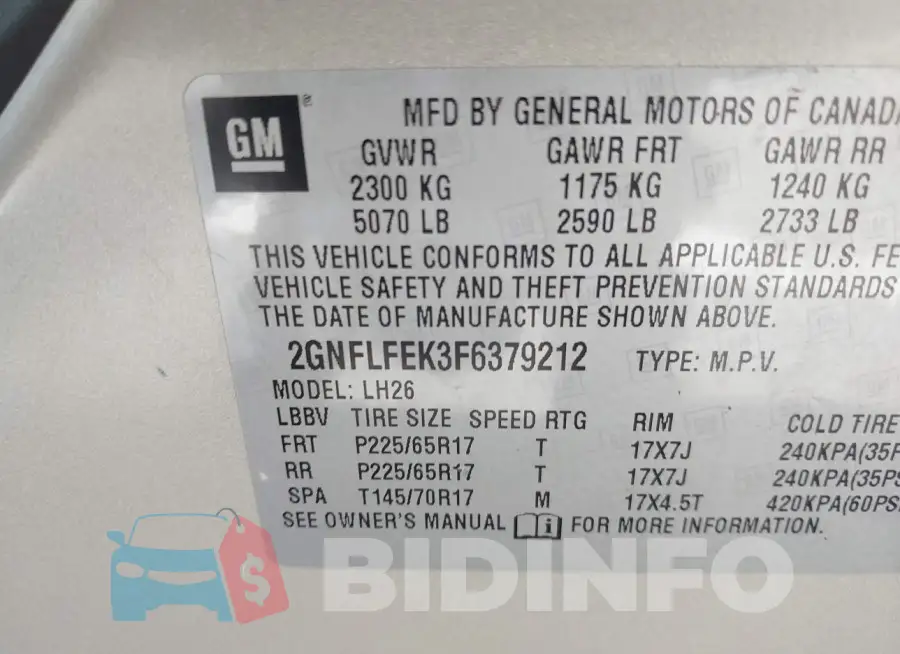 2GNFLFEK3F6379212 Photo# 9