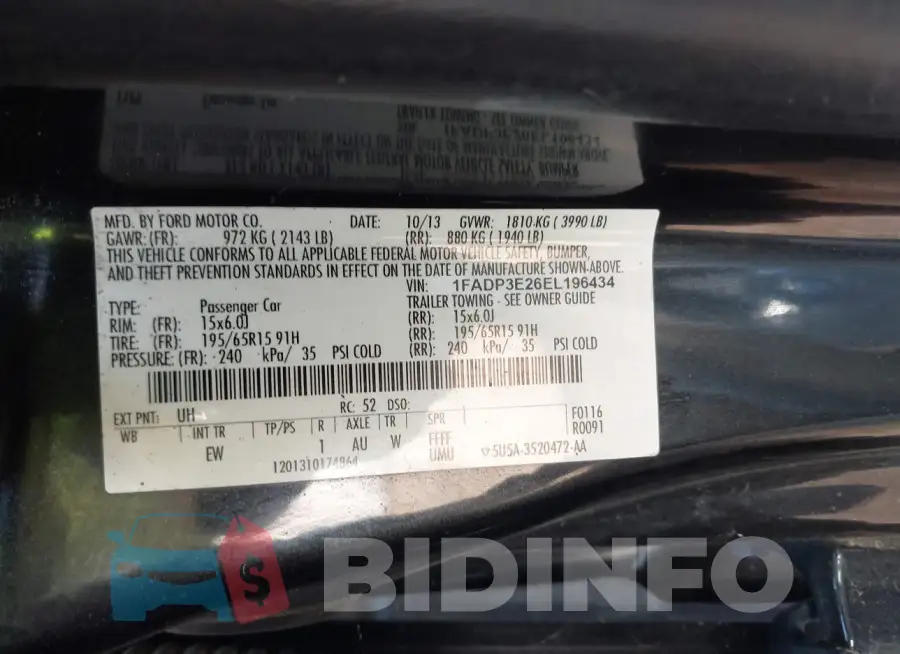 1FADP3E26EL196434 Photo# 9