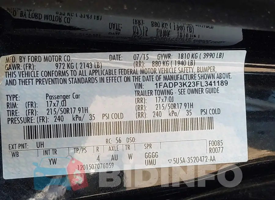 1FADP3K23FL341189 Photo# 9