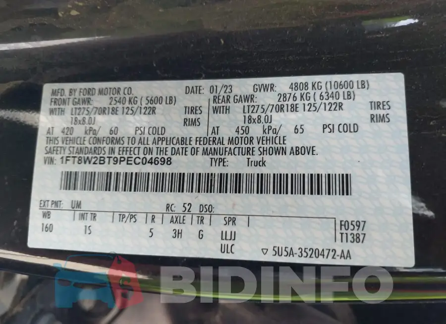 1FT8W2BT9PEC04698 Photo# 9
