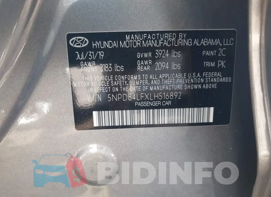 5NPD84LFXLH516892 Photo# 9