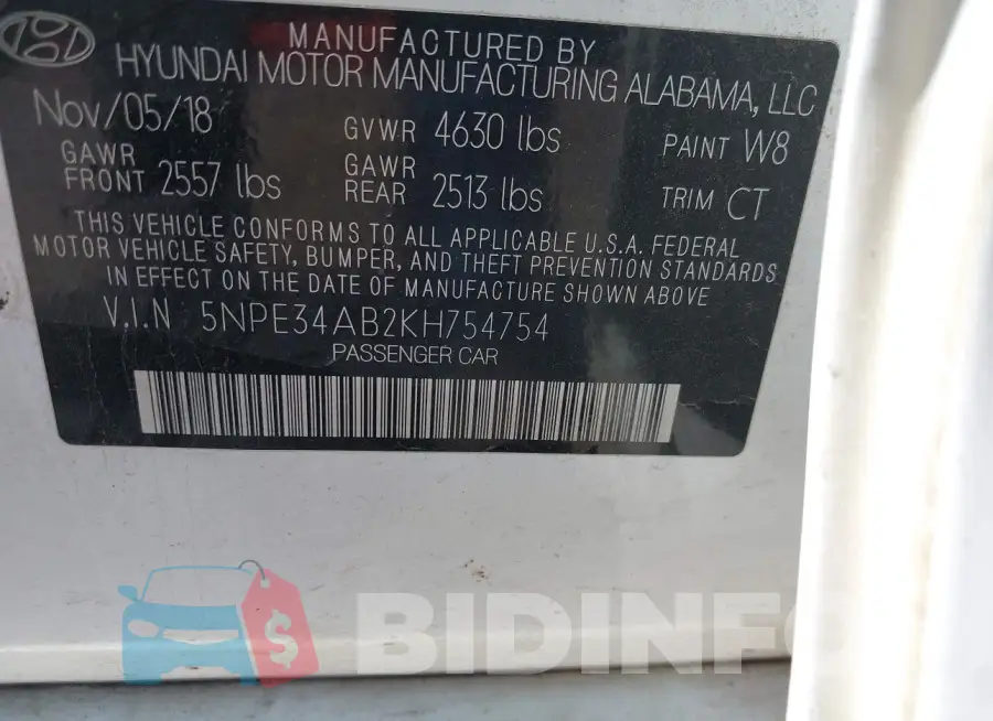 5NPE34AB2KH754754 Photo# 9