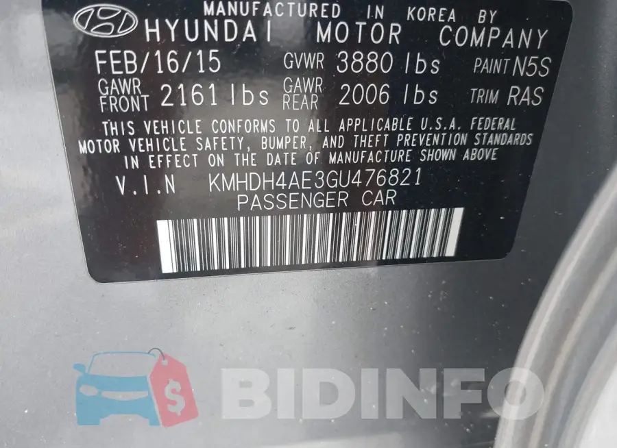 KMHDH4AE3GU476821 Photo# 9