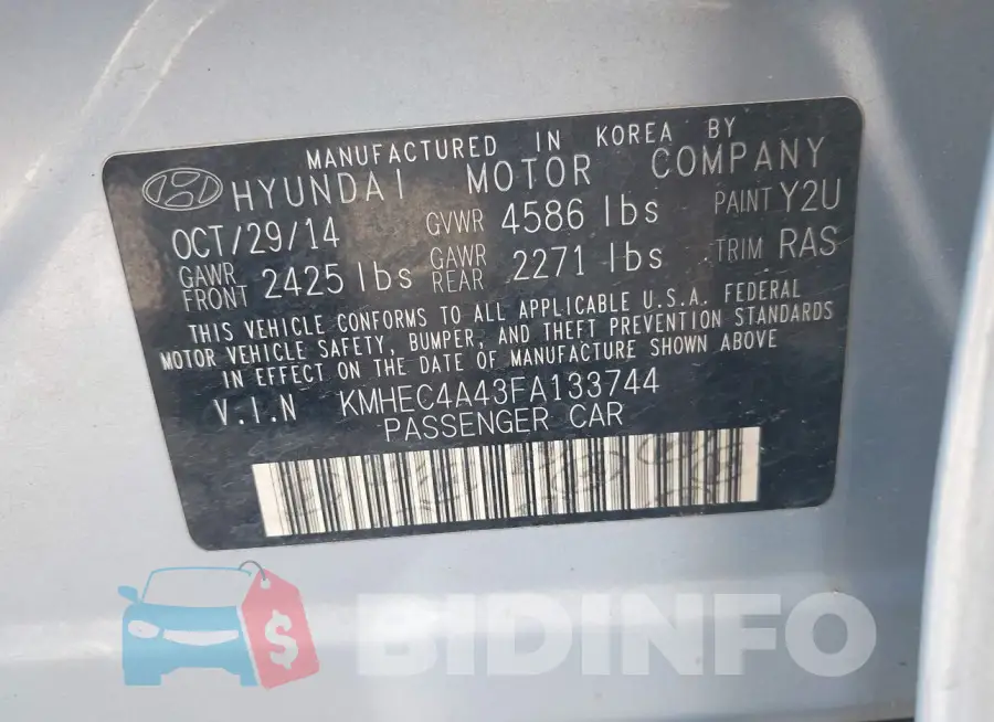 KMHEC4A43FA133744 Photo# 9