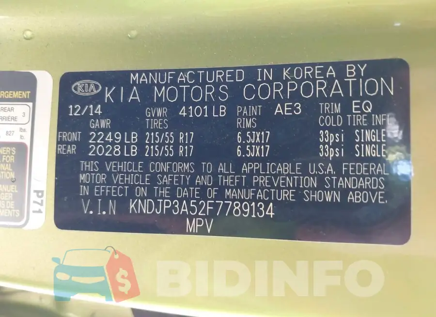 KNDJP3A52F7789134 Photo# 9