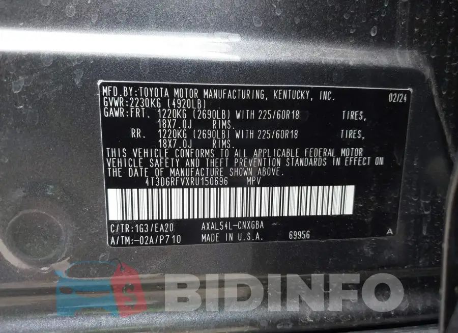 4T3D6RFVXRU150696 Photo# 9