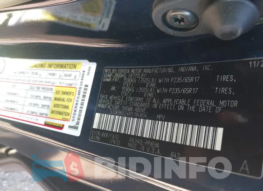 5TDKRKEC4RS184804 Photo# 9
