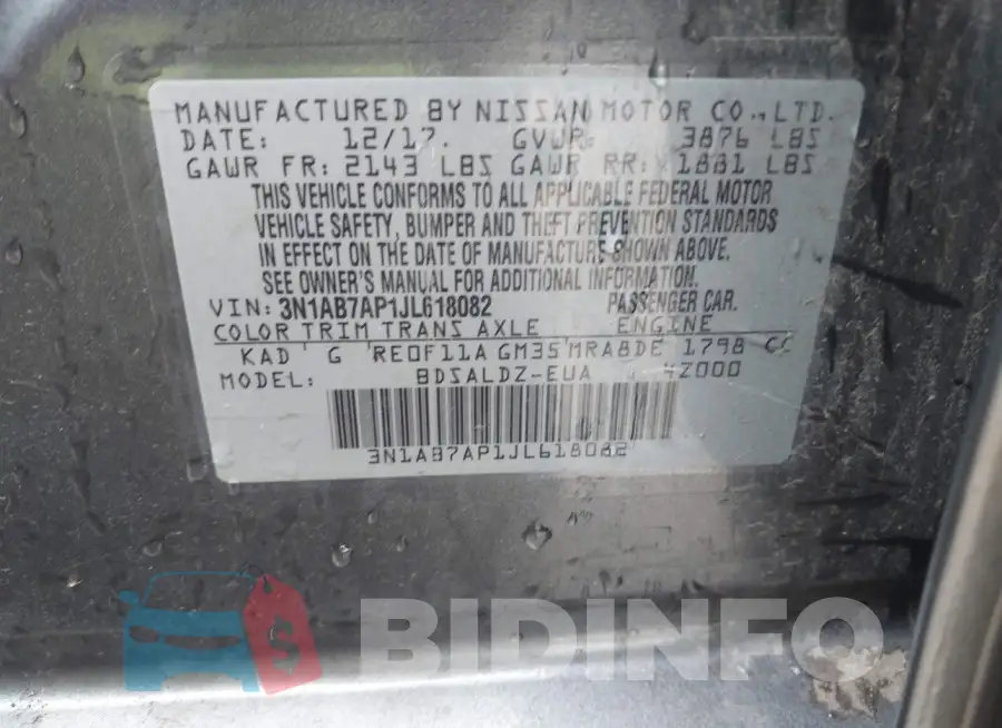 3N1AB7AP1JL618082 Photo# 9