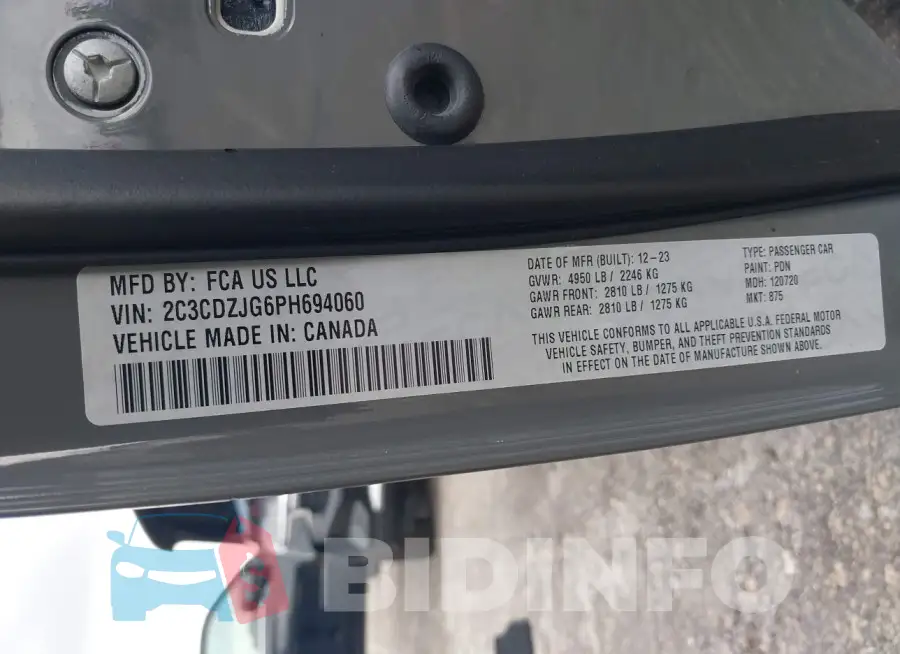 2C3CDZJG6PH694060 Photo# 9