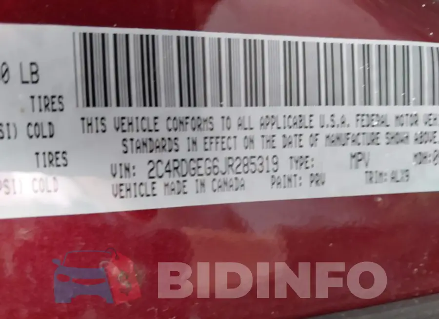 2C4RDGEG6JR285319 Photo# 9