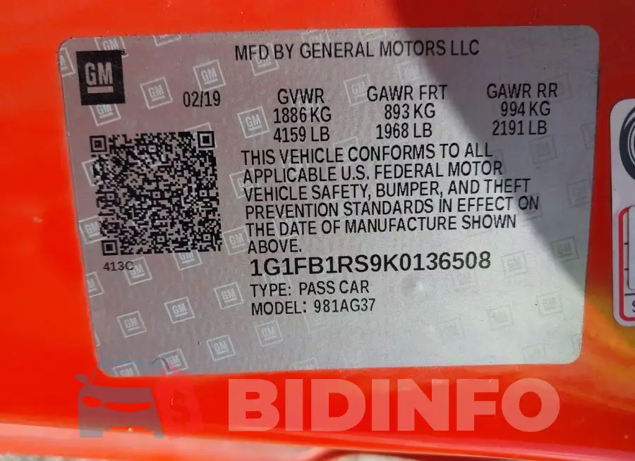 1G1FB1RS9K0136508 Photo# 9