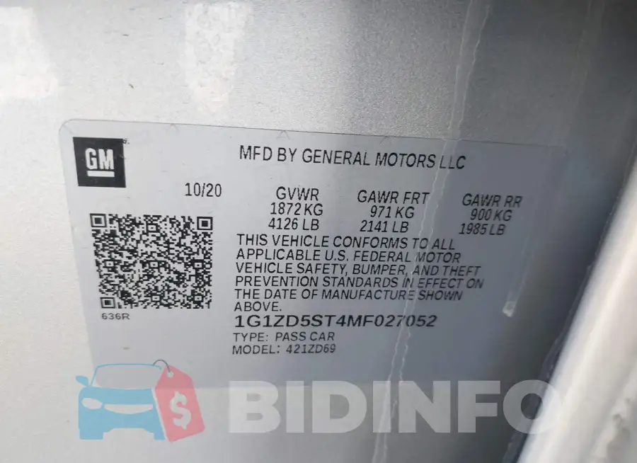 1G1ZD5ST4MF027052 Photo# 9