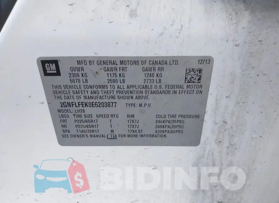 2GNFLFEK0E6203877 Photo# 9