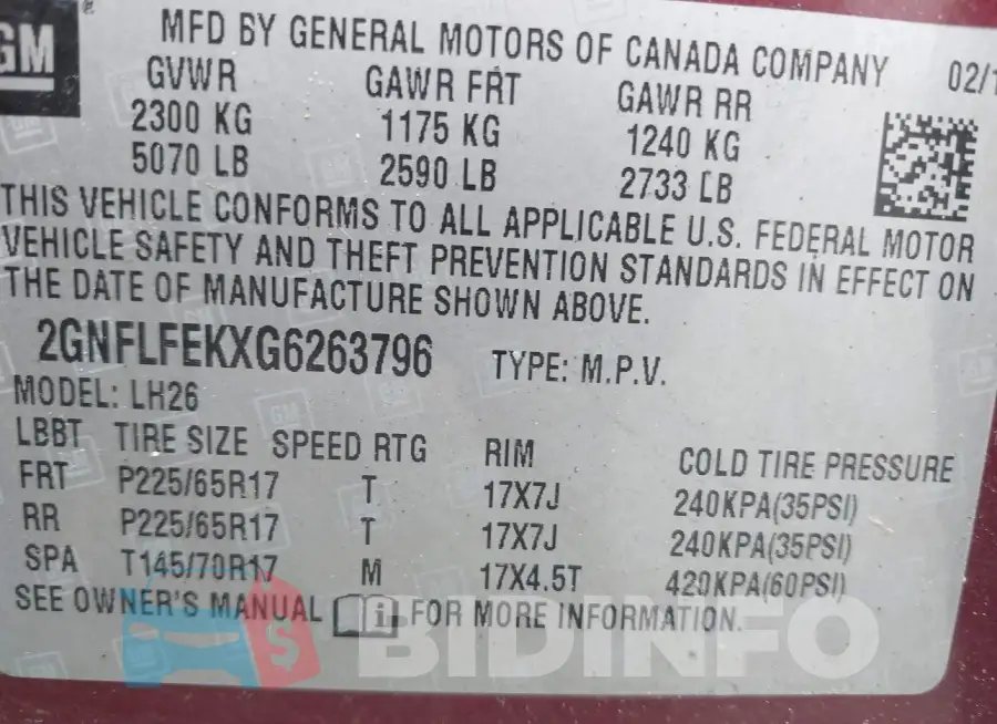 2GNFLFEKXG6263796 Photo# 9