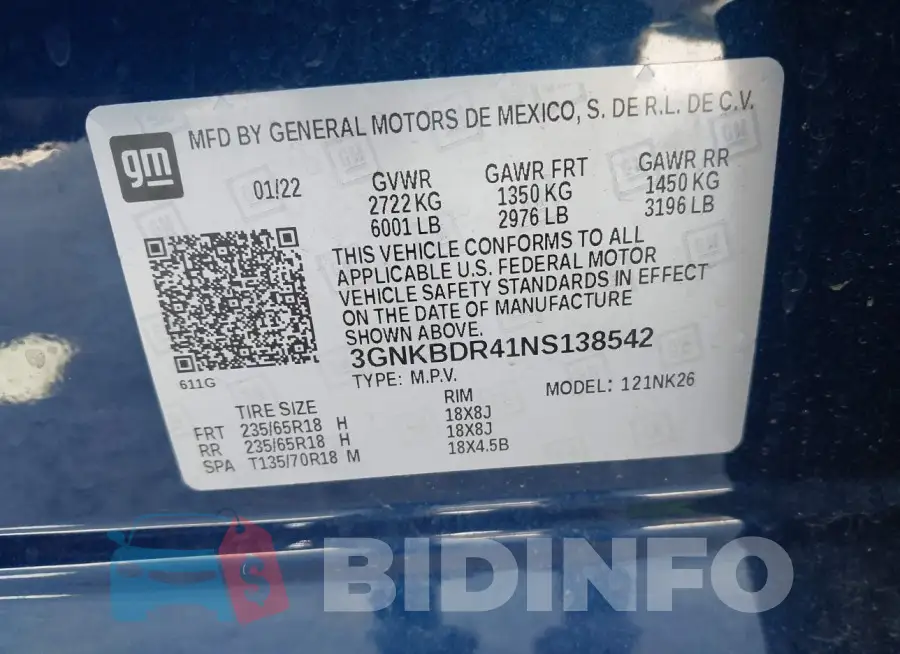 3GNKBDR41NS138542 Photo# 9