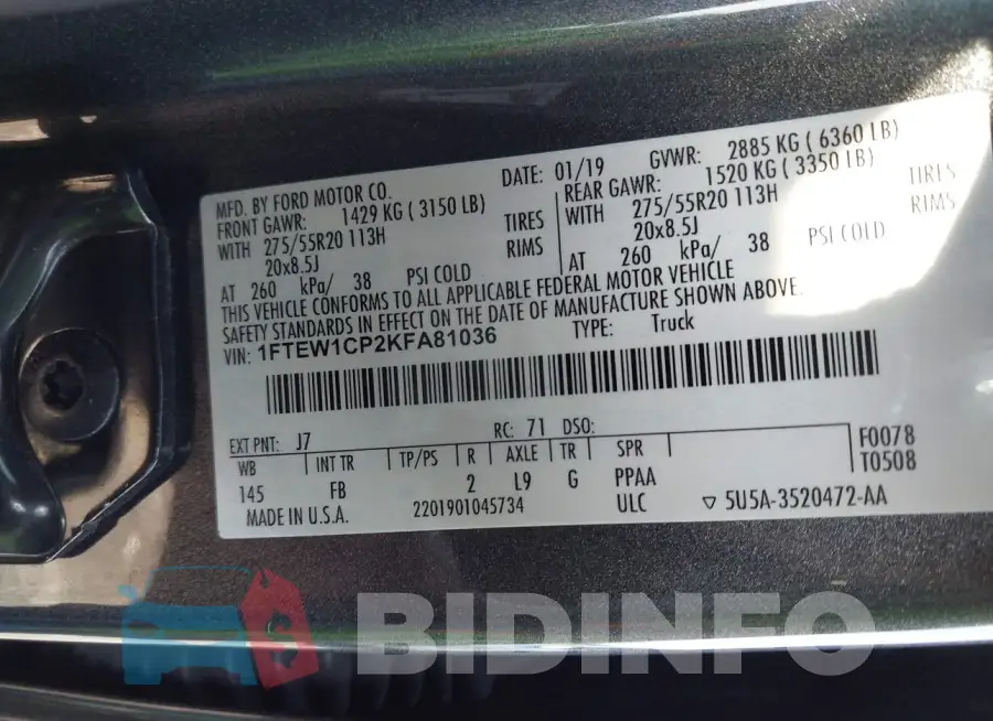 1FTEW1CP2KFA81036 Photo# 9