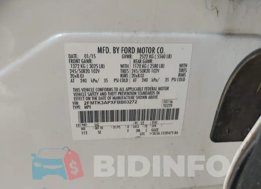2FMTK3APXFBB03272 Photo# 9