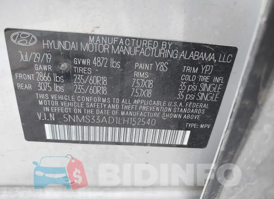 5NMS33AD1LH152540 Photo# 9