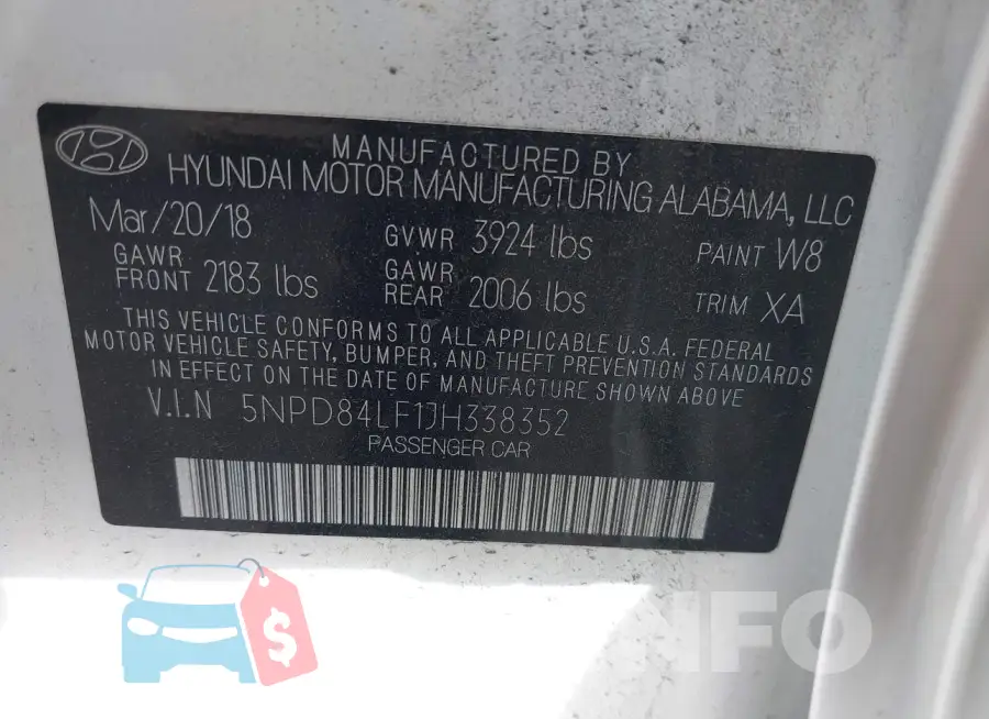 5NPD84LF1JH338352 Photo# 9
