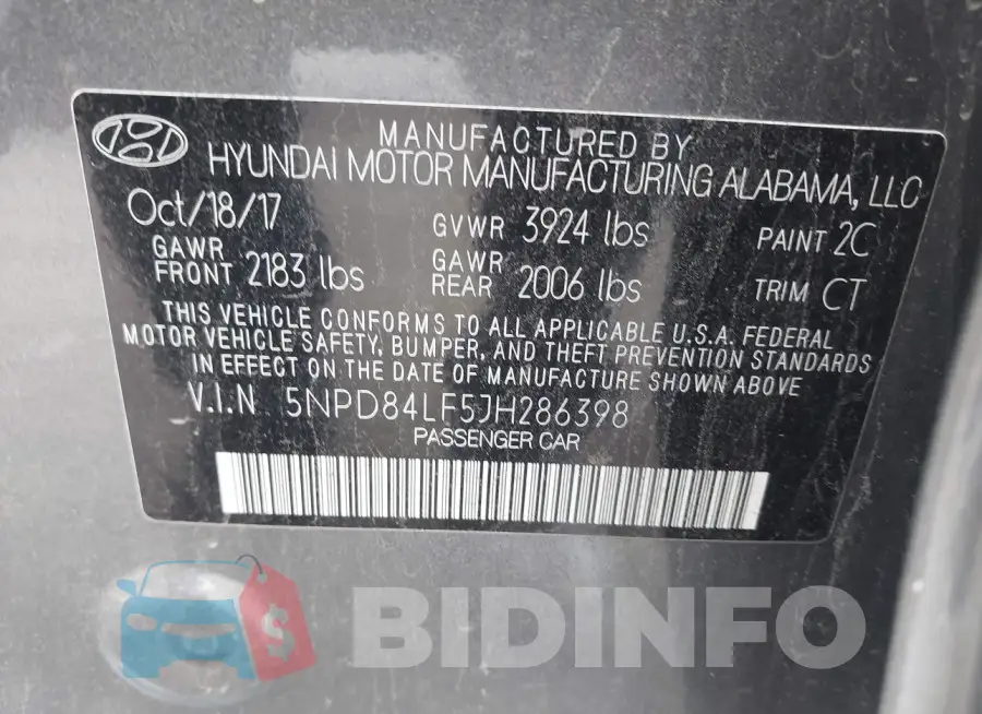 5NPD84LF5JH286398 Photo# 9