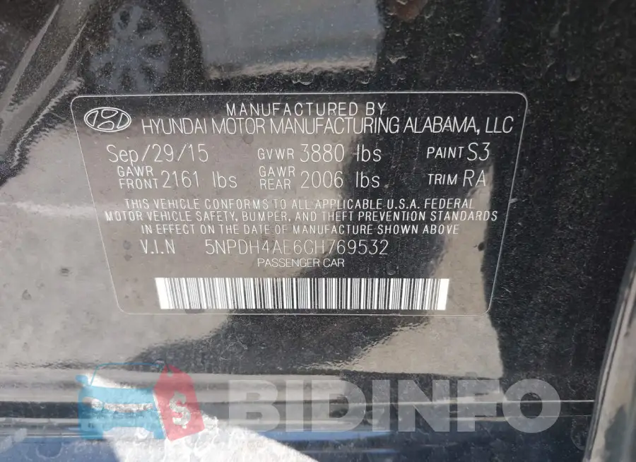5NPDH4AE6GH769532 Photo# 9
