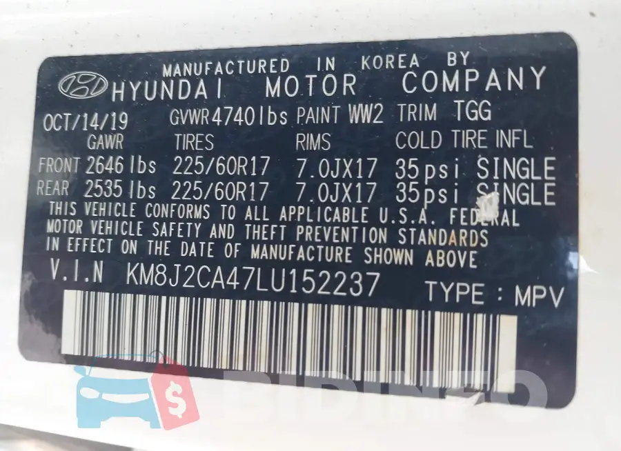 KM8J2CA47LU152237 Photo# 9
