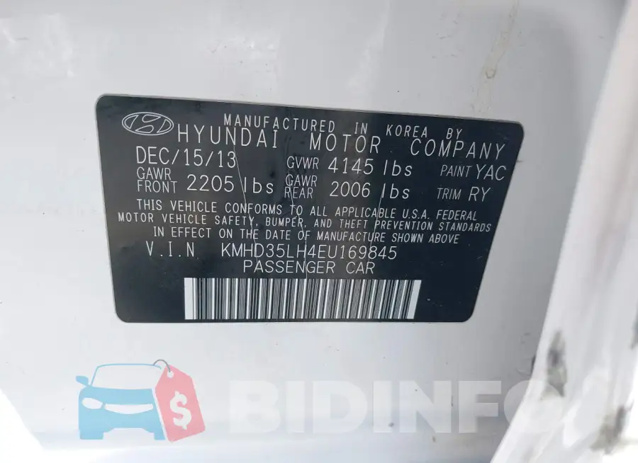 KMHD35LH4EU169845 Photo# 9