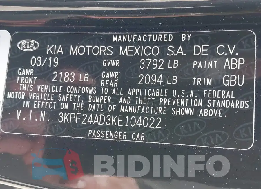3KPF24AD3KE104022 Photo# 9