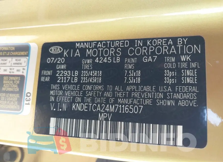 KNDETCA24M7116507 Photo# 9