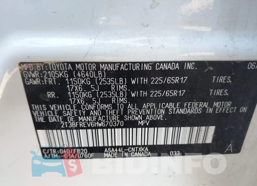 2T3BFREV6HW670370 Photo# 9