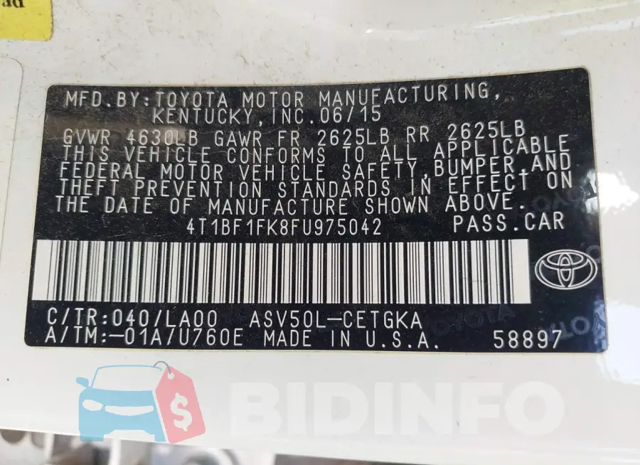 4T1BF1FK8FU975042 Photo# 9