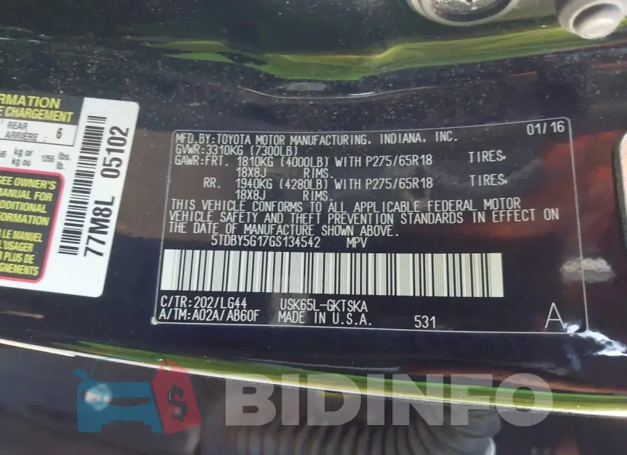 5TDBY5G17GS134542 Photo# 9