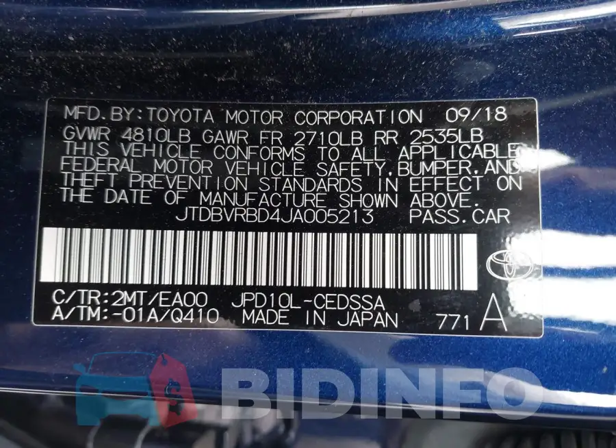 JTDBVRBD4JA005213 Photo# 9