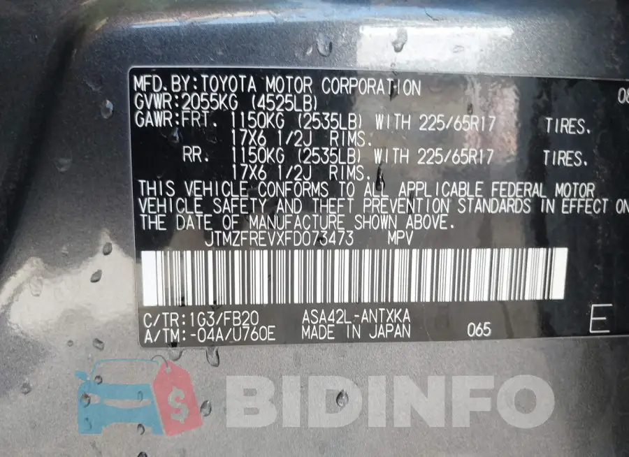 JTMZFREVXFD073473 Photo# 9